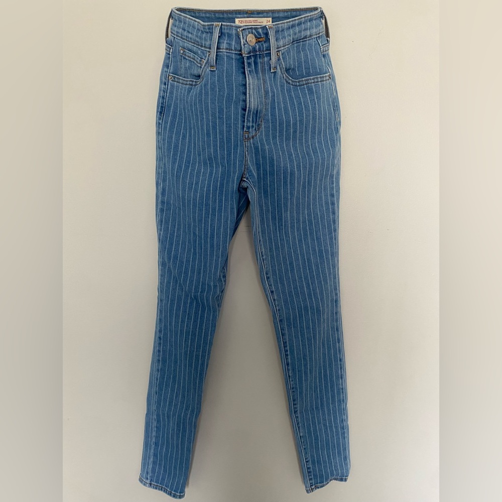 Authentic Levi’s 721 pinstripe slim fit jeans (24)